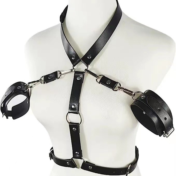 New Adult Products Leather Alternative Female Reverse Handcuffs Couple Training Bondage Sm Sexy Collar Hot-Selling Model