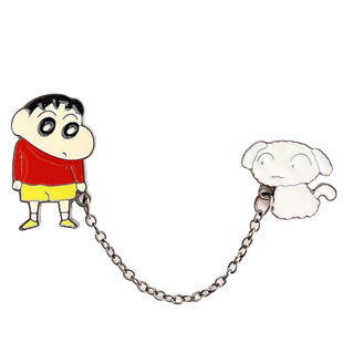 Crayon Xiaoxin белая цепочка брошь японский мультфильм металлический значок капля масла цельный значок аксессуары