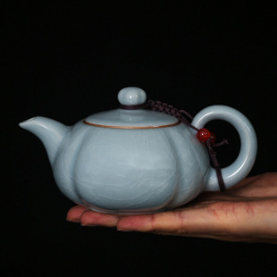 Ru Kiln Teapot Ceramic Ru Kiln Tea Set Small Teapot Opening Film Ru Porcelain Kung Fu Tea Set Household Black Tea Teapot Single Pot