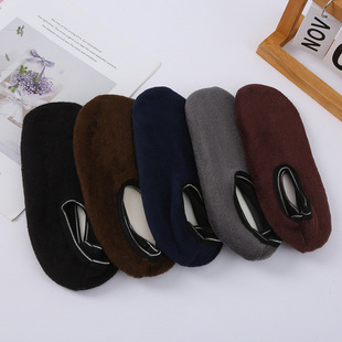 Men's early education drop glue non-slip floor socks autumn and winter thick warm coral fleece foot cover home shoes socks wholesale