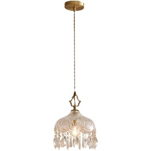 French Brass Vintage Crystal Small Chandelier Aisle Balcony Bedside Entrance Bar Glass Chandelier
