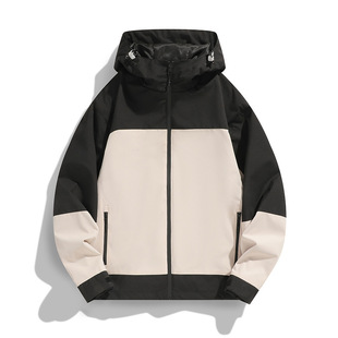 Spring and Autumn Jacket Hooded Men's and Women's Loose Casual All-match Trendy Brand Front Middle Zipper Solid Color Jacket Outdoor