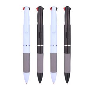 In stock wholesale three-color ballpoint pen plastic black red blue oily three-color pen multi-color pen printable design logo