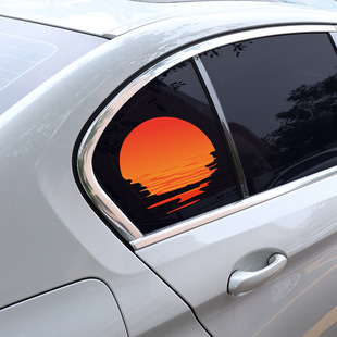 Domestic Hot-selling Car Personality Fun Sunset Car Sticker Body Glass Decorative Sticker Fuel Tank Sticker Tail Flower