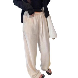 Linen Wide Leg Pants Women's Summer Thin High Waist Dagging Loose Slimming Casual Pants Narrow Ice Silk Straight Pants