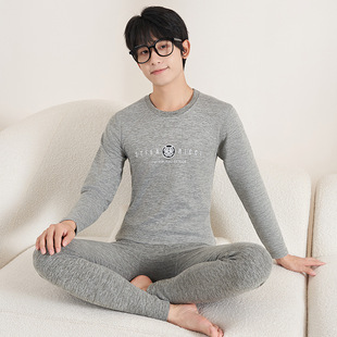 Thermal underwear men's suit junior high school students teenagers autumn clothes long pants big children cationic Shu velvet pajamas