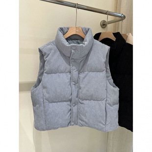 Corduroy Cotton Vest Women's Short 2025 Winter New Korean Style Collar Loose Fashionable Loose Vest Vest Vest