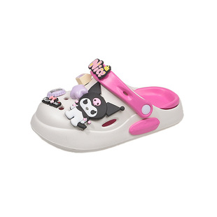 Kulomi Girl's Slippers 2025 New Summer Children's Two-Wear Hole Shoes Girl's Soft Bottom Baotou Beach Sandals