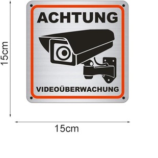 Warning video surveillance sign aluminum sign, camera monitoring, 4 holes, video surveillance sign