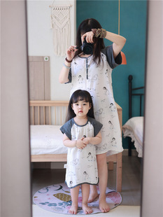 Home Clothes Parent-Child Clothes Bamboo Cotton Pajamas Lightweight Bamboo Cotton Parent-Child Pajamas Baby Pajamas Mother Nightdress