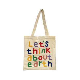 ins same style colorful embroidered letter bag large capacity canvas bag casual all-match tote bag College student class bag