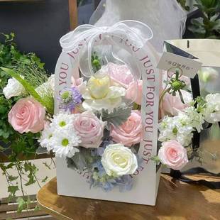 Flower art packaging box portable flower box Goddess Day Mother's Day Valentine's Day paper flower box potted plant box bouquet wholesale