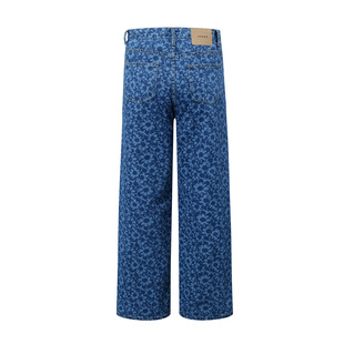 Jiayiku Fashion Brand 2025 Spring American Vintage Floral Washed Jeans Straight cleanfit Pants