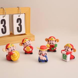 God of Wealth Desktop Small Ornaments Miniature Cartoon Doll Mini Model Office Lucking Blind Bag Car Toy
