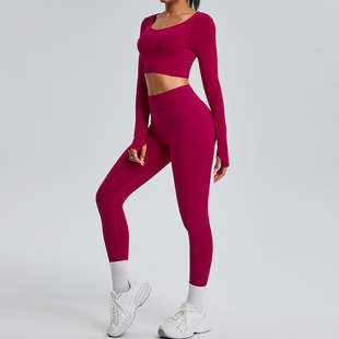 Cross-border New Slim-fit Seamless Yoga Suit suit Women's Peach Hip Tight Sports Riding Suit Fitness suit