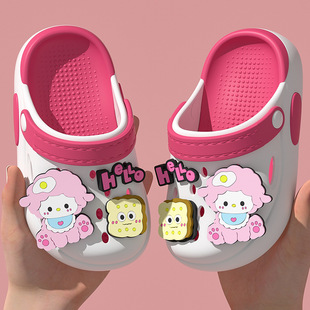 Little Girl Children's Sandals and Slippers Girls' Summer Indoor Non-Slip Bathing Beach Shoes Baby's Baotou Hole Shoes for Big Children
