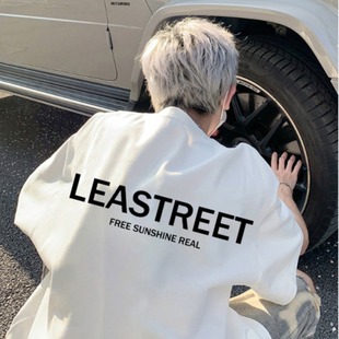 European and American Fashion Brand Letter Printed T-shirt Men's Summer Pure Cotton cleanfit Short Sleeve American Style High Street Couple Half Sleeve