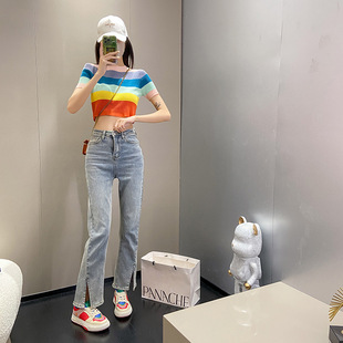 Autumn 2024 New Mandarin Duck Shoes Explosions Rainbow Women's Shoes Fashion Joker Internet Celebrum Sports Casual Shoes 1221-1