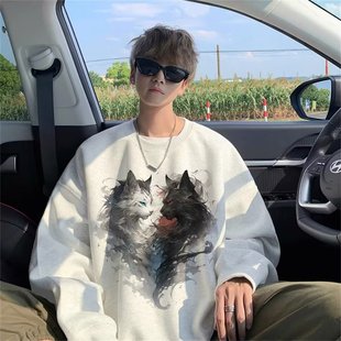 Short Sleeve Trendy regular Teenager Crewneck Girdle Long Sleeve Cartoon Male and Female Students Youth Breathable Slim Daily