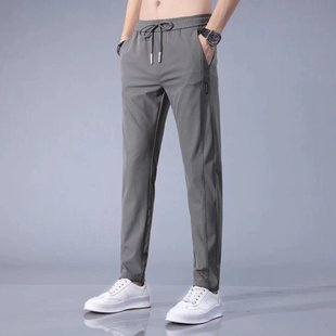 Ice Silk sports pants men's casual trousers loose summer ins trendy youth all-match loose plus size straight pants