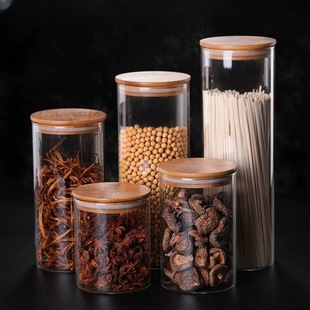 High Borosilicate Glass Sealed Jar Food Tea Jar Kitchen Grain Storage Bottle Transparent Storage Jar Storage Jar