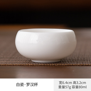 Semi-Handmade Suet Jade White Porcelain Kung Fu Tea Cup Ceramic Household Tea Bowl Kung Fu Tea Set Tea Tasting Cup Dehua White Porcelain
