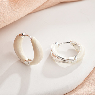 Spring and Summer French Color Drop Glaze Circle Ear Buckle Niche Design Sense Simple Temperament Light Luxury High-end Sense Earrings Earrings