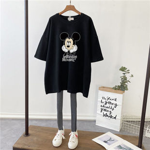 Pregnant Women's Summer New Short-sleeved T-shirt Women's Cotton Loose Fashion Letter Printed Pregnant Women's Top Mid-length