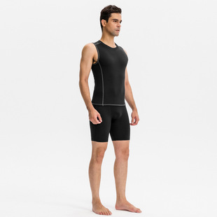 Men's Sports Vest Crewneck Tight Training Running Fitness Suit Elastic Sweat-wicking Quick-drying Top Waistcoat 01108