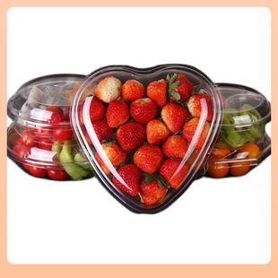 ✅ Disposable Plastic Box Heart-Shaped Transparent Fresh-Keeping Fruit Plate Packaging Fruit Cut Platter Covered Compartment Packaging Box