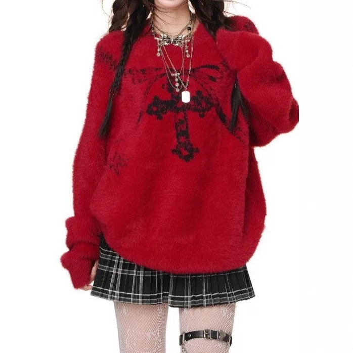 In-Stock Autumn and Winter Halloween Ghost Festival Sweater, Casual New Loose Dark Cross Culture Unisex Knitwear