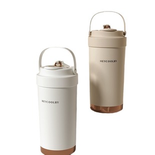 316 Stainless Steel Ceramic Liner Thermos Cup for Female Students Portable Coffee Cup with Straw and Rope Thermos Cup