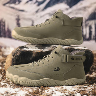 New Short Boots, Winter Cotton Shoes, Men's Snow Boots, Velvet Thickened Hiking Shoes, Men's Shoes, Warm, Cold-Proof, Non-Slip and Waterproof