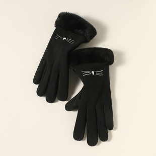 De Rong warm gloves women's autumn and winter full finger touch screen fleece-lined thickened Korean version of outdoor riding sports gloves wholesale