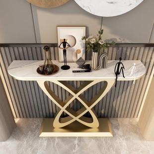Light Luxury Minimalist Rock Plate Creative Wrought Iron Entrance Table Entrance Corridor Living Room Wall End View Entrance Table