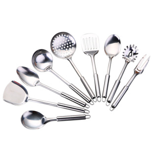 1mm thickness round tube handle spatula stainless steel stir-fry spatula wholesale hollow handle stainless steel soup spoon frying spatula