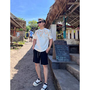 [star shorts] 25 summer flash diamond rope casual versatile shorts men's 4 and a half fashion simple