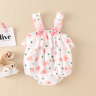 Clearance area baby summer clothes bag fart clothes female baby clothes jumpsuit summer thin ha clothes summer climbing clothes