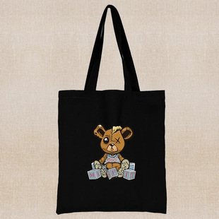 Wall pattern organizer canvas shopping bag handbag foldable shoulder bag student large capacity grocery handbag