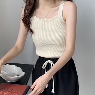 fleece-lined Thickened Warm Top Women's Autumn and Winter 2023 New Slimming All-match Knitted Camisole Weiweidong