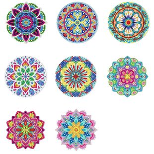 New Diamond Painting Coaster Full Diamond Round Heat Insulation Mat Animal Dining Table Mat DIY Special-shaped Cup Cushion with Shelf Wholesale