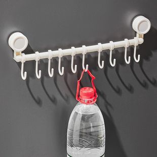 Suction cup slide rail hook cabinet door rear slidable strong hanging rod storage rack movable kitchen row hook