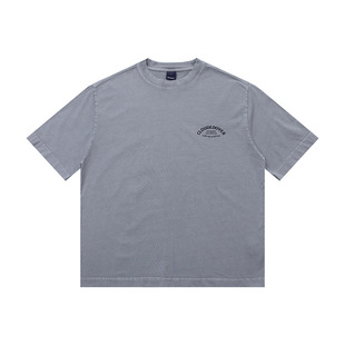 American Fashion Brand 300g Heavy Wash Retro Basic English Printed T-shirt Couple Casual Base T-shirt
