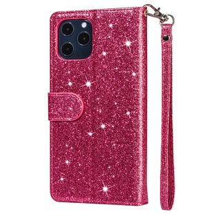 For iPhone12Mini glitter zipper card mobile phone leather case Apple 12 lanyard flip bracket protective case