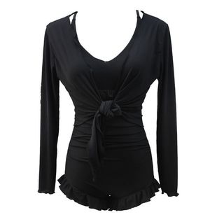 Swimsuit Women's Two-Piece One-Piece Long-Sleeved Blouse Covering Belly Slimming Conservative Sexy Small Chest Gathering Hot Spring Swimsuit