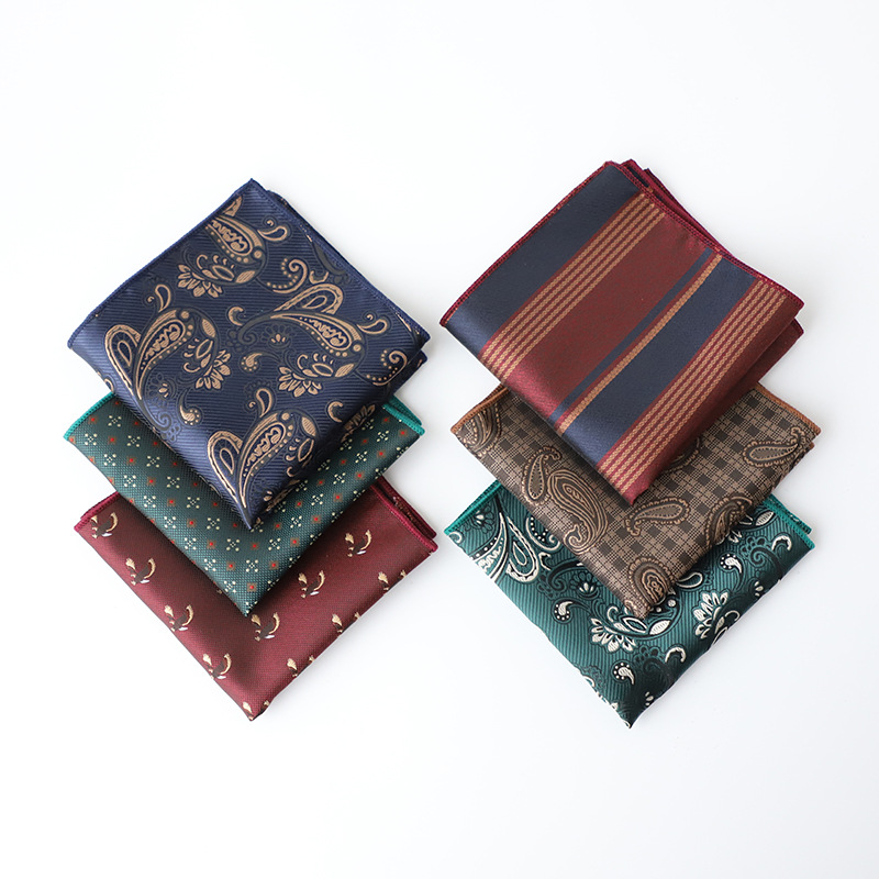 New factory wholesale spot Korean version of retro men's handkerchief gentleman yuppie suit pocket towel jacquard polyester