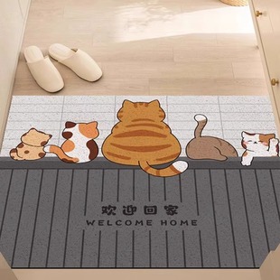 Cartoon Corgi Entrance Door Floor Mat Non-Slip Door Mat Household Foot Mat Wire Ring Cuttable Door Carpet