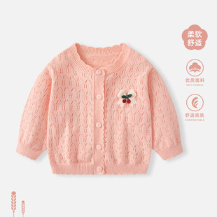 Baby Outwear Autum Clothing Baby Girl Knitted Cardigan Infant Thin Sweater Top Autum Girls Spring and Autum Clothing