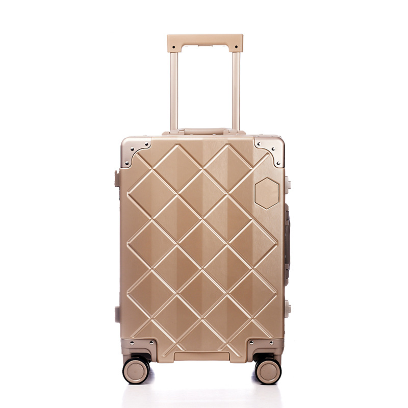 New Style Luggage Suitcase with Aluminum Frame, 24inch Diamond-Shaped Trolley Cases with Universal Wheels, Travel Suitcase for Men and Women, 20inch Carry-On Password Lock Suitcase