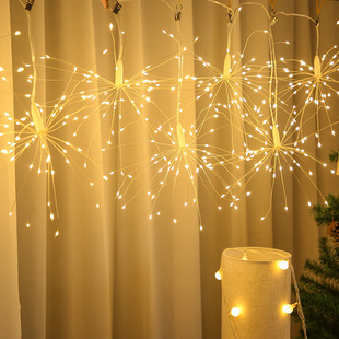 LED remote control fireworks lamp camping canopy Christmas atmosphere lamp all over the sky star dandelion hanging decorative copper wire lamp string